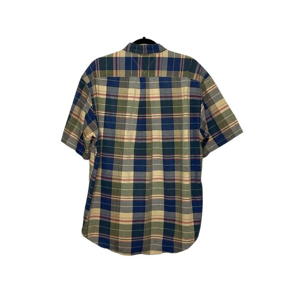 Tommy Hilfiger blue plaid short sleeves button men shirts size L - Picture 7 of 11